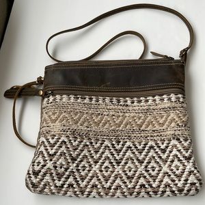 Myra BoHo Shoulder Crossbody Tapestry and Leather bag